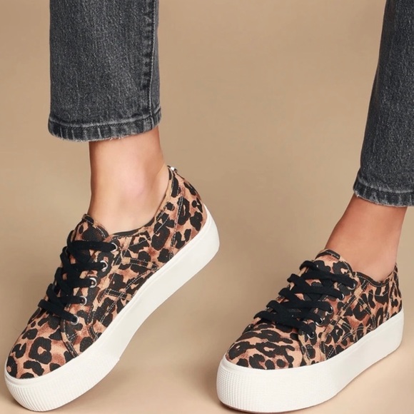 Steve Madden Leopard Print Platform Sneakers - Picture 1 of 4